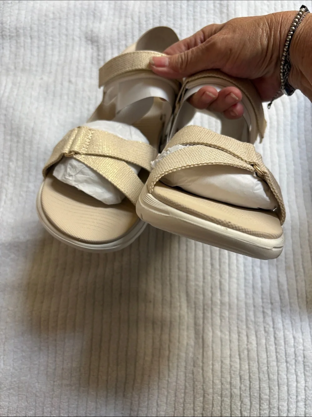 Skechers Women's Beige Adjustable Strap Sandals